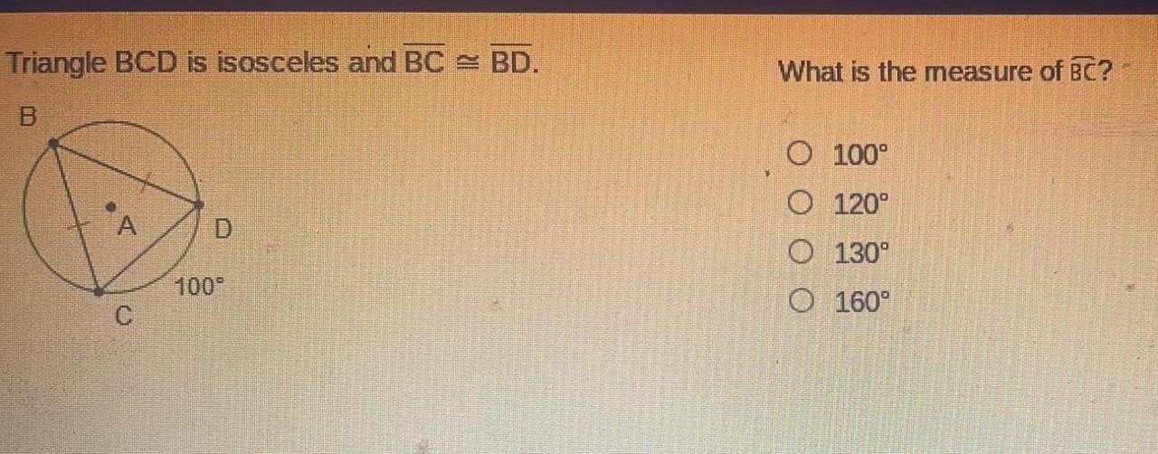 Triangle bcd is isosceles and bc bd