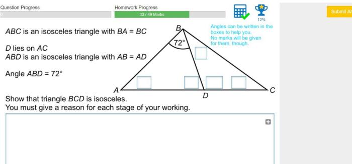 Triangle bcd is isosceles and bc bd