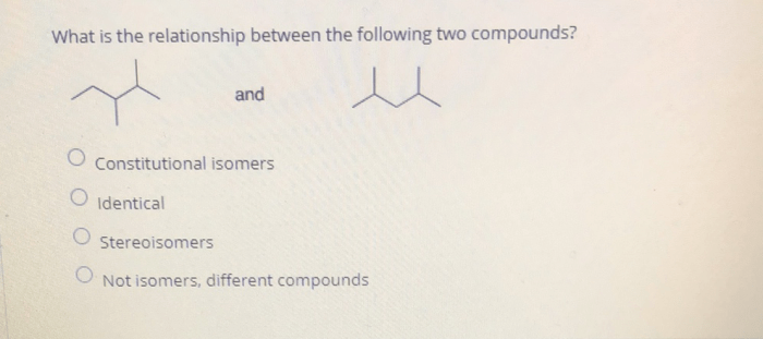 Identify the relationship between the following two compounds