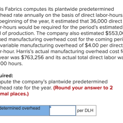 Harris fabrics computes its plantwide predetermined