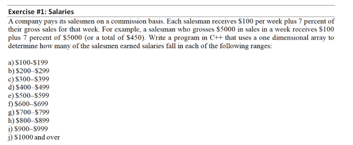 A salesman receives a fixed salary of 0 per week